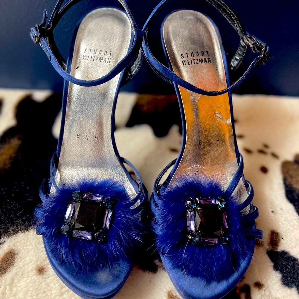 Vintage Stuart Weitzman blue suede party shoes. Good used condition